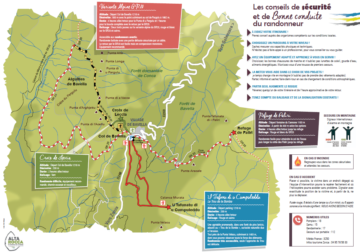 Alta Rocca Tourisme corse du sud Bavella massif carte