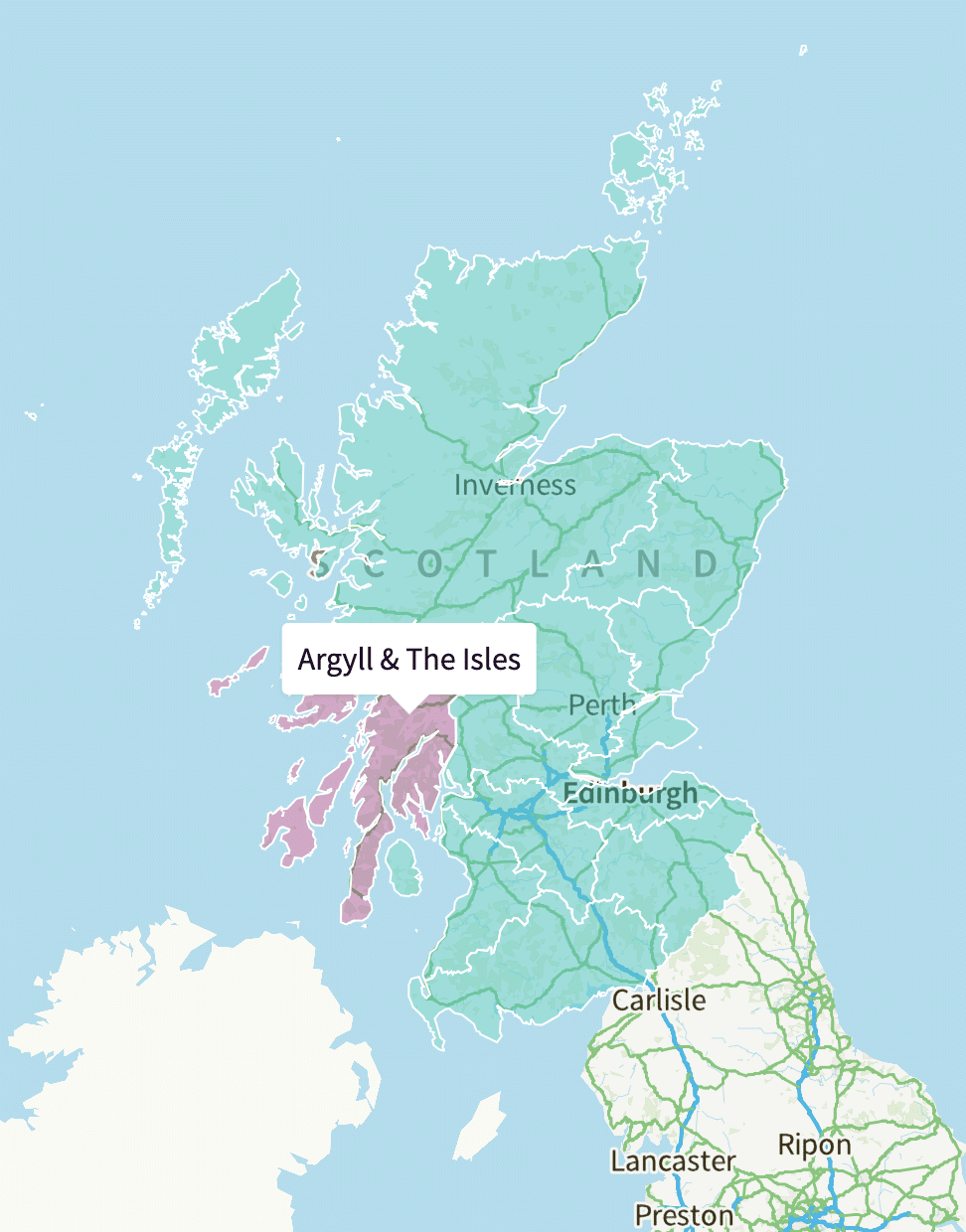 carte ecosse road trip argyll et mull